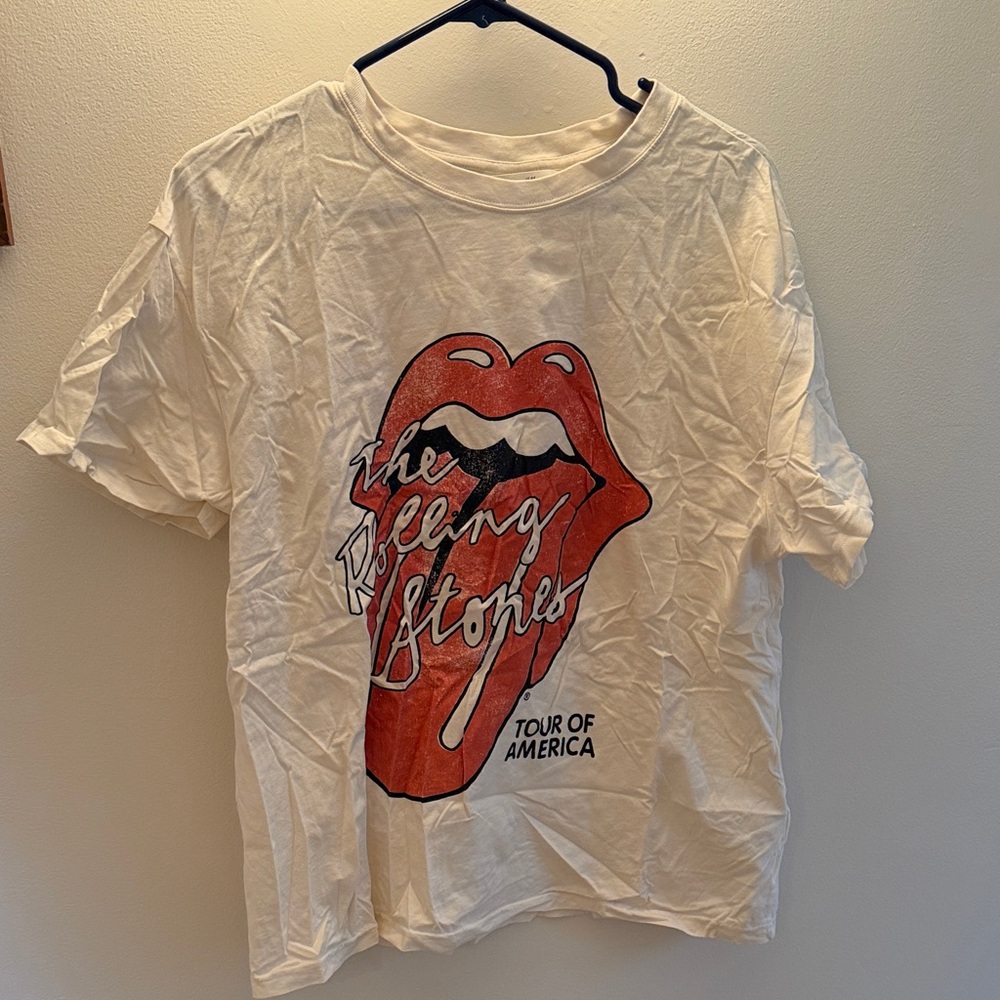 H&M Kids Rolling Stones Graphic Band Tee - White and Red